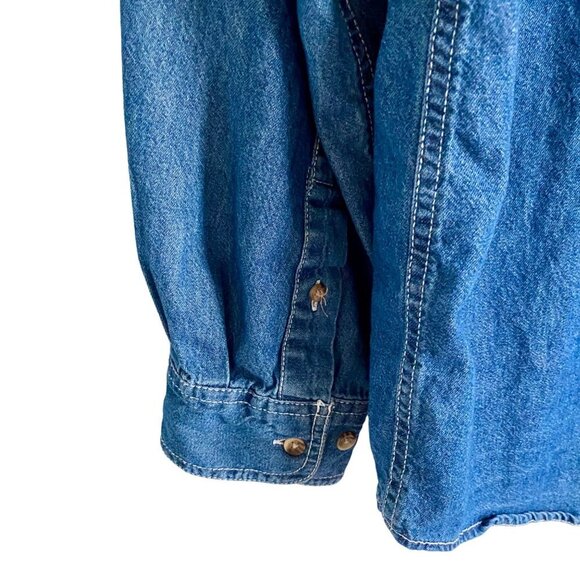 Basic Editions Men's Cotton Denim Long Sleeve Button Down Shirt Large - Picture 7 of 9